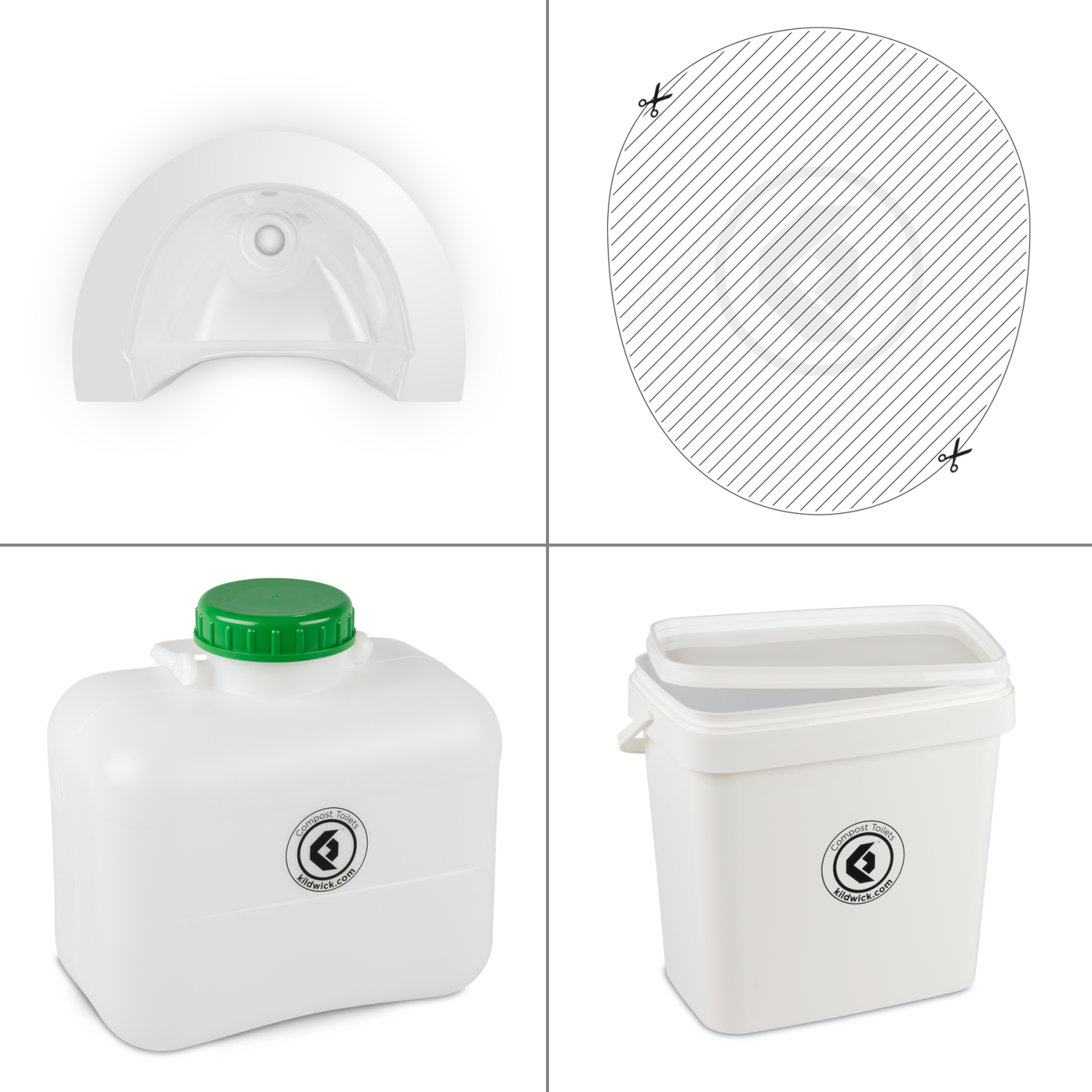 Kildwick FreeLoo M DIY Trenntoiletten-Set, Trenneinsatz Kompakt weiß