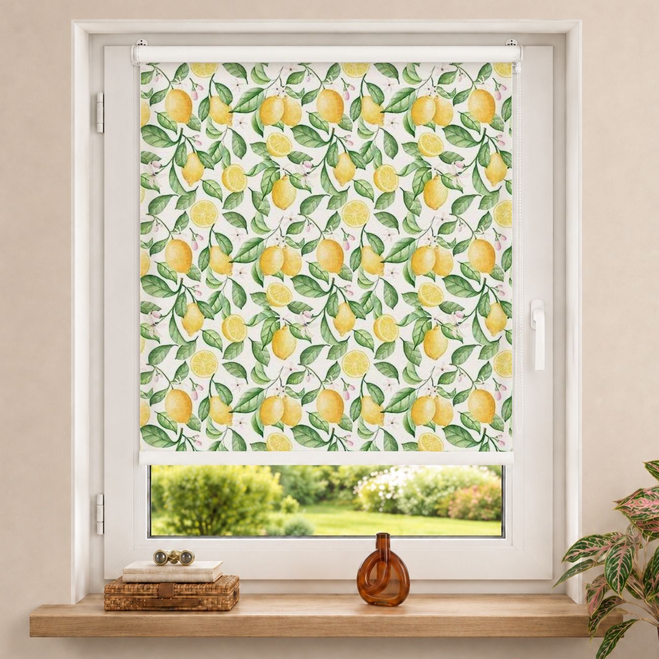 Rollo Aquarell Zitronen und Blüten Muster