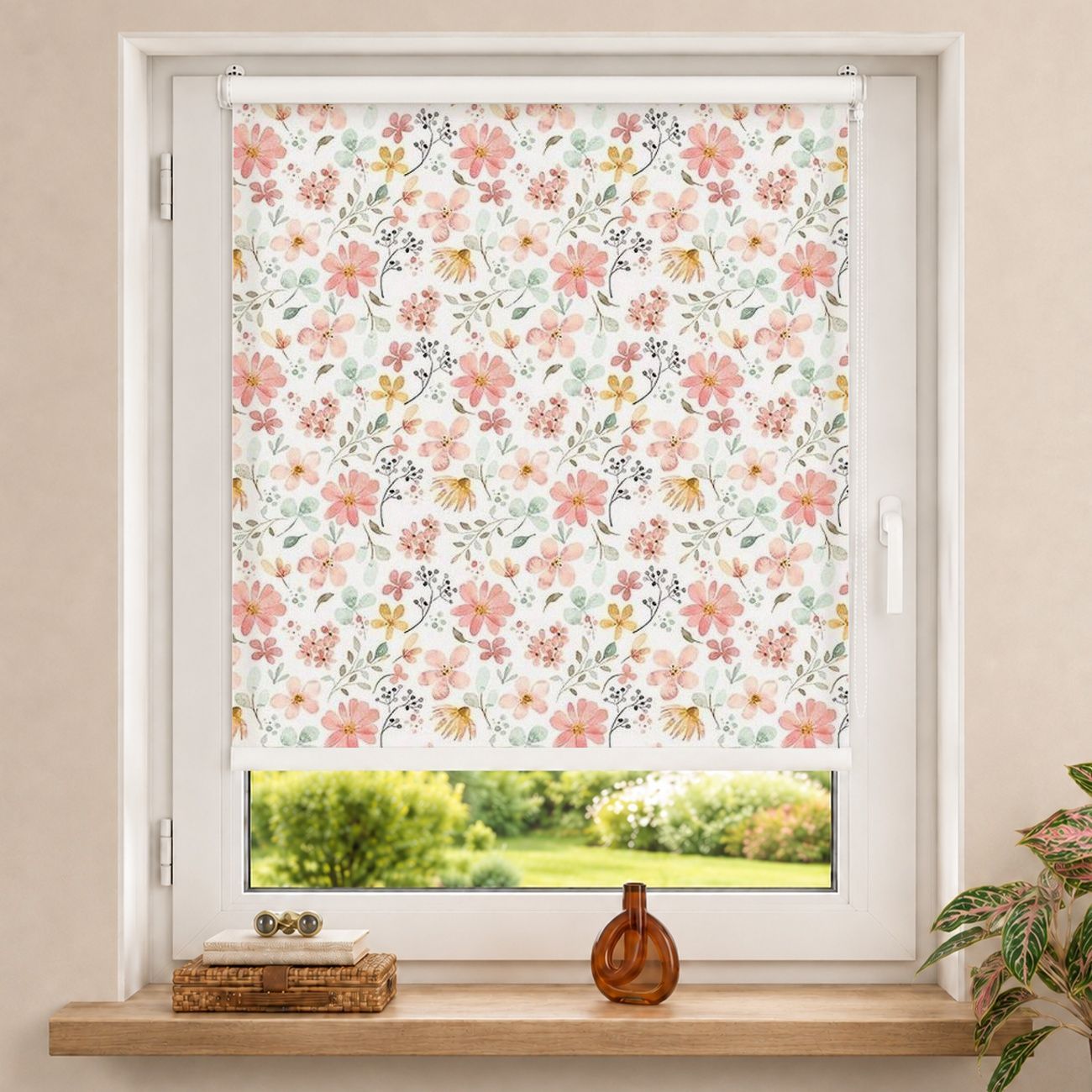 Rollo Blumen Muster Pastell Rosa Aquarell