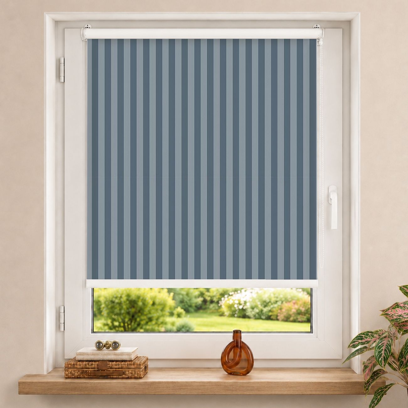 Rollo Längsstreifen in Schieferblau II