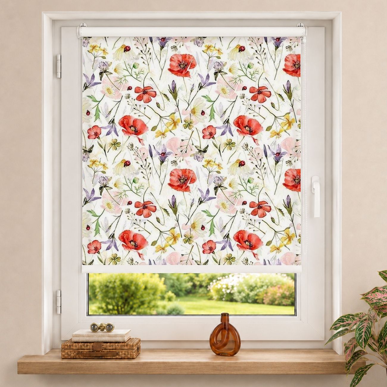 Rollo Marienkäfer mit Mohn als Aquarell