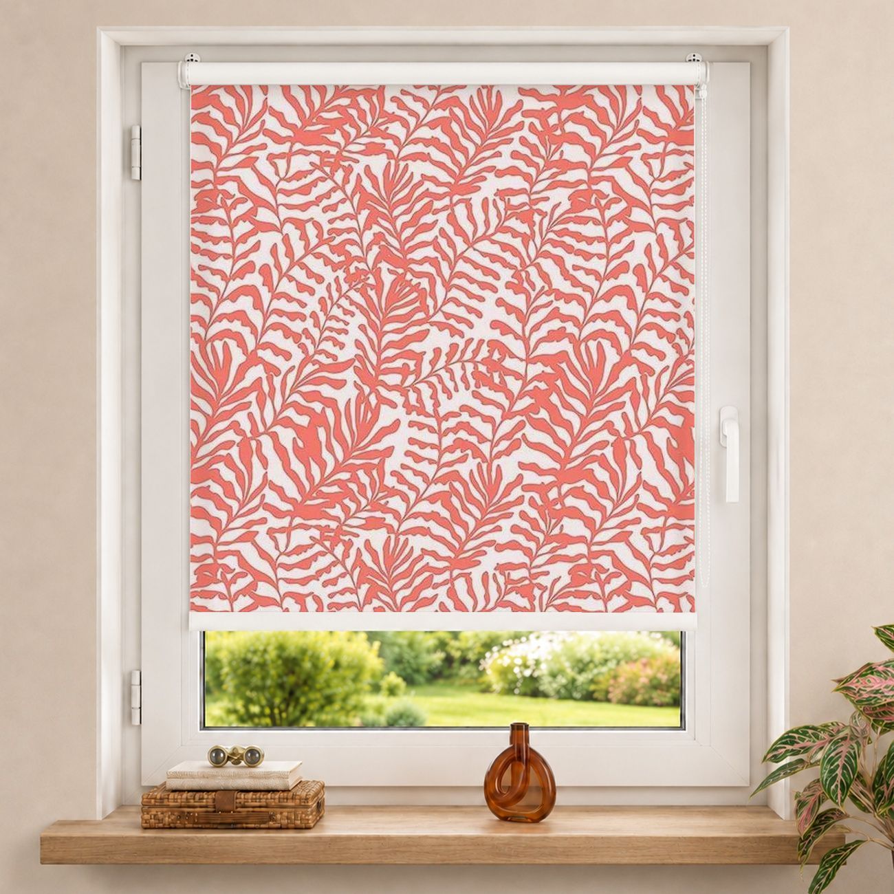 Rollo Matisse Blättermuster Korallenrot