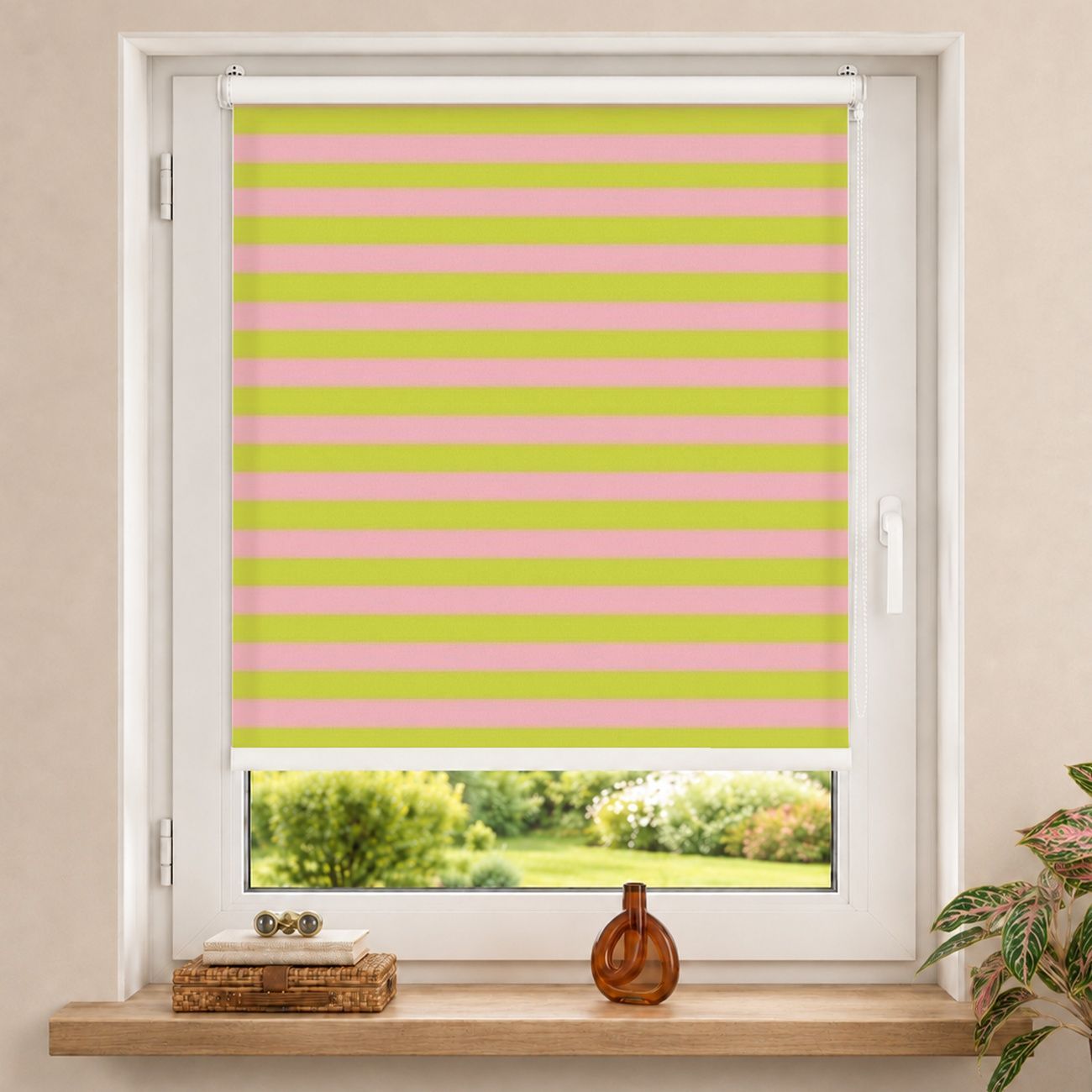 Rollo PopArt Sommer Streifen Rosa Grün Quer