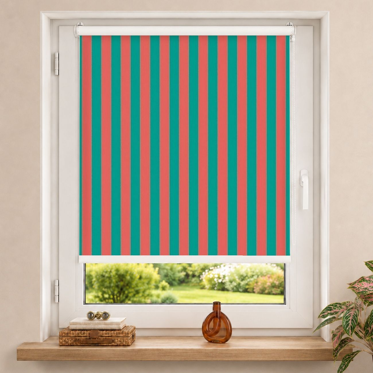 Rollo PopArt Sommer Streifen Türkis Rot