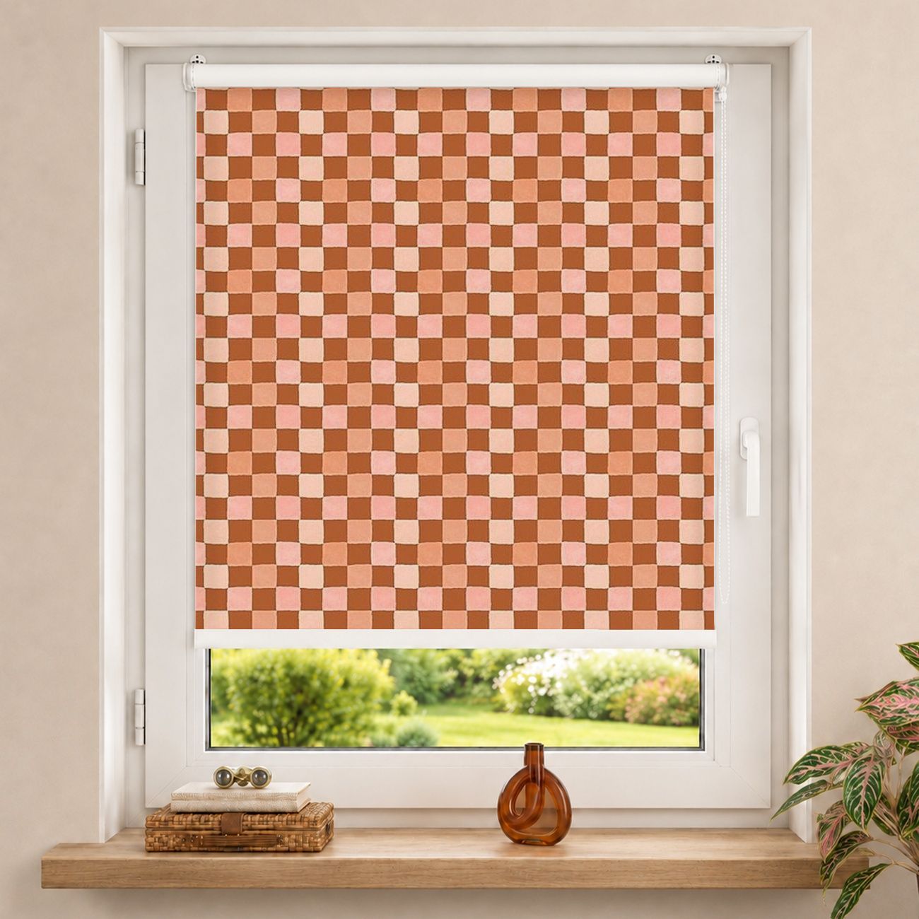 Rollo Retro Schachmuster Terrakotta
