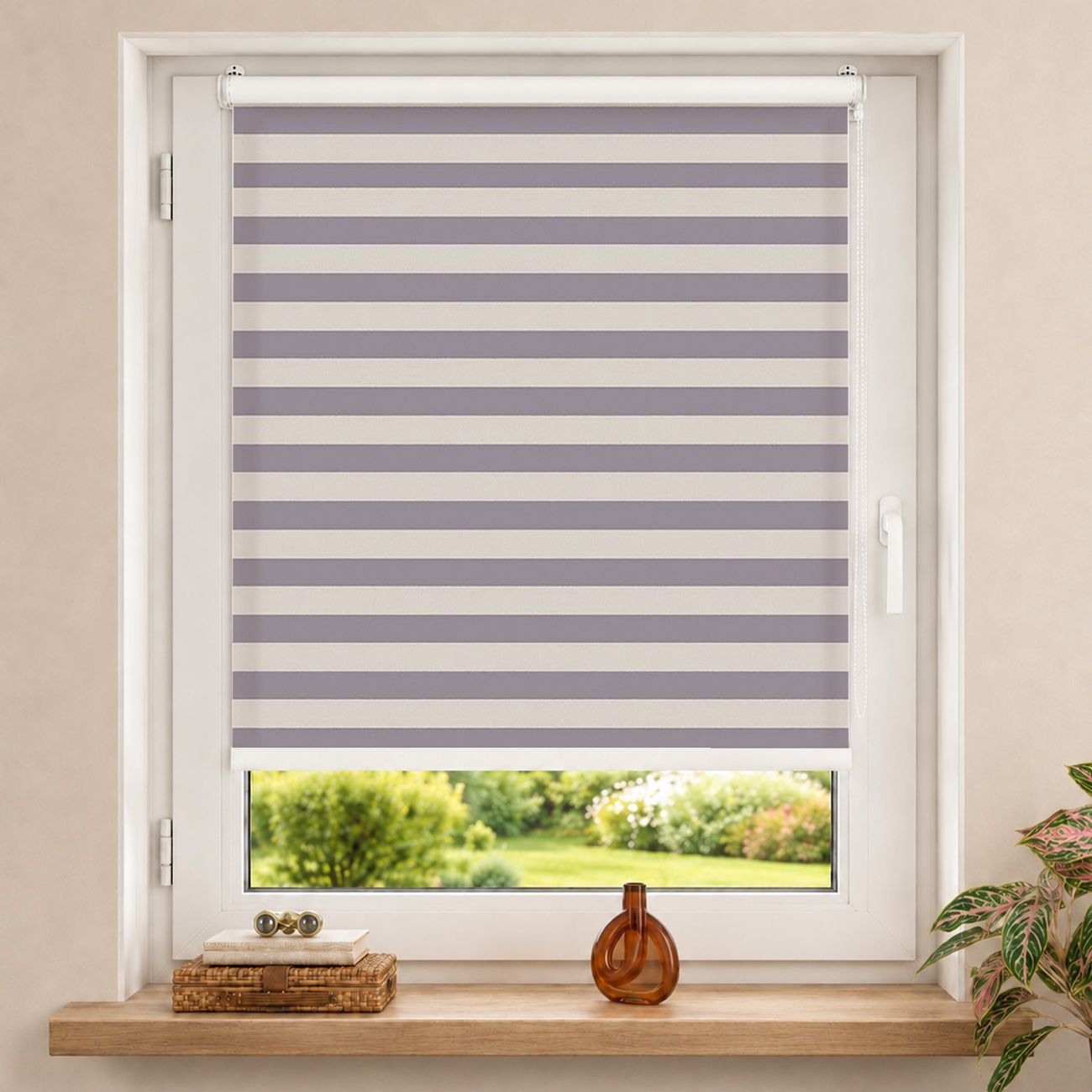 Rollo Simple Mauve Große Streifen Quer