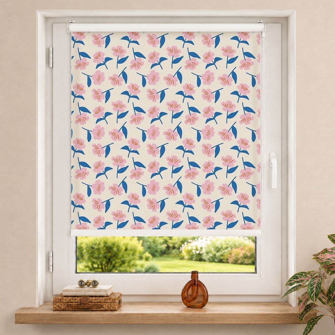 Rollo Sommerurlaub Rosa Blumen