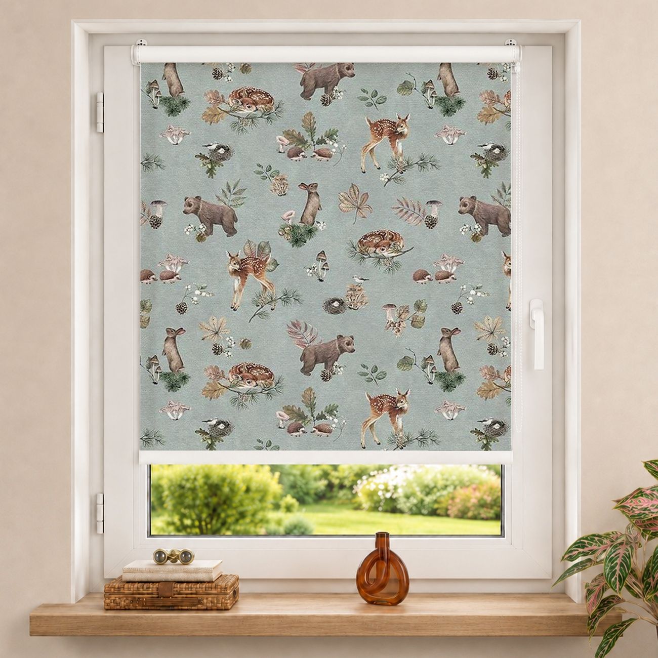 Rollo Waldtierbabys Muster Graublau