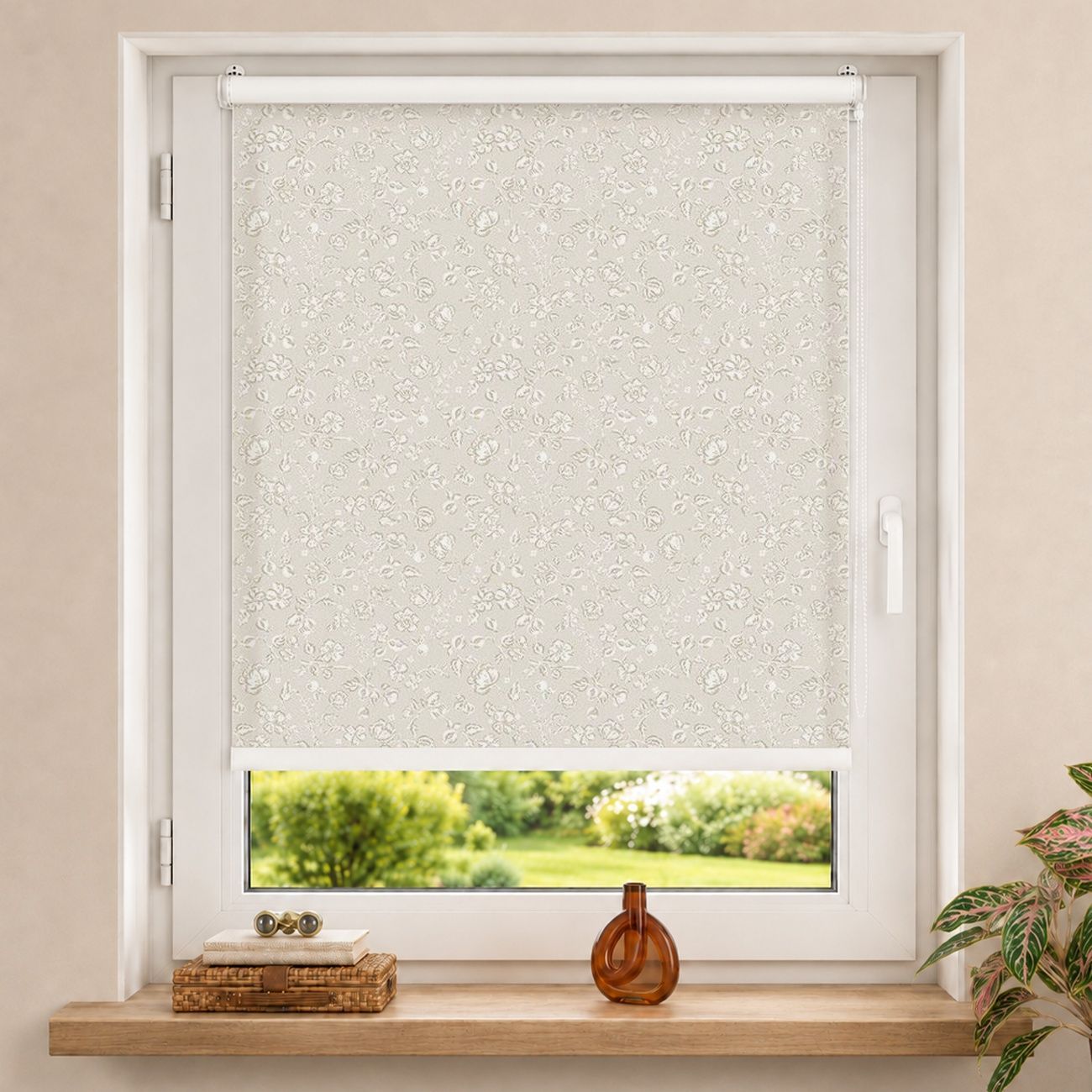 Rollo Zartes Granatapfelmuster auf Beige