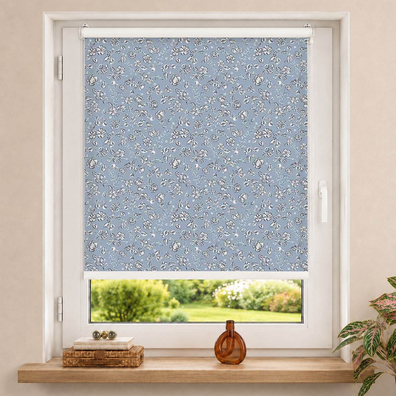 Rollo Zartes Granatapfelmuster auf Blassblau