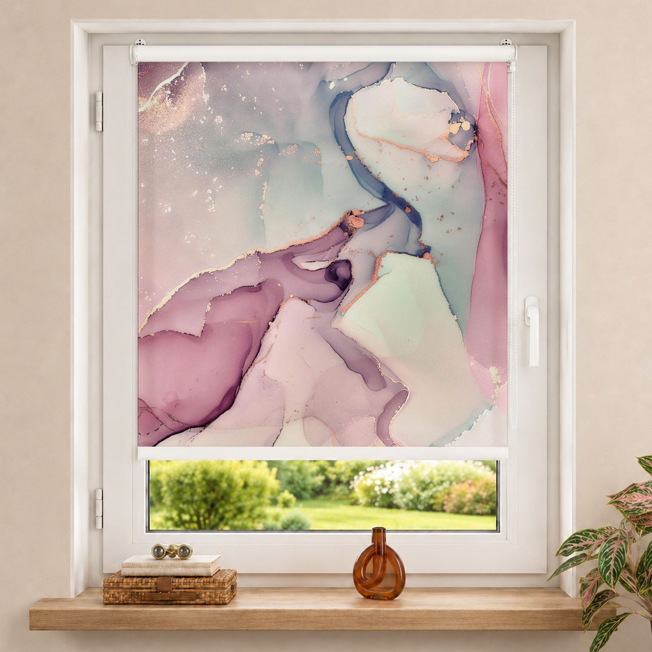 Rollo Aquarell Pastell Rosa mit Gold