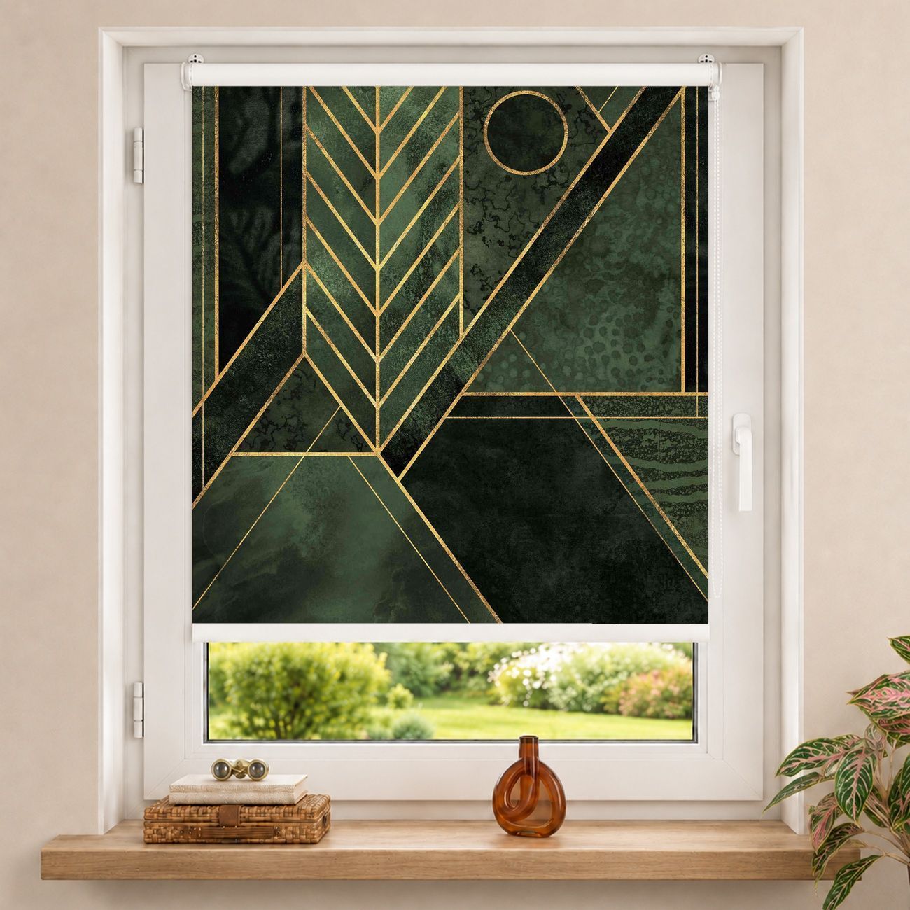 Rollo Geometrische Formen Smaragd Gold