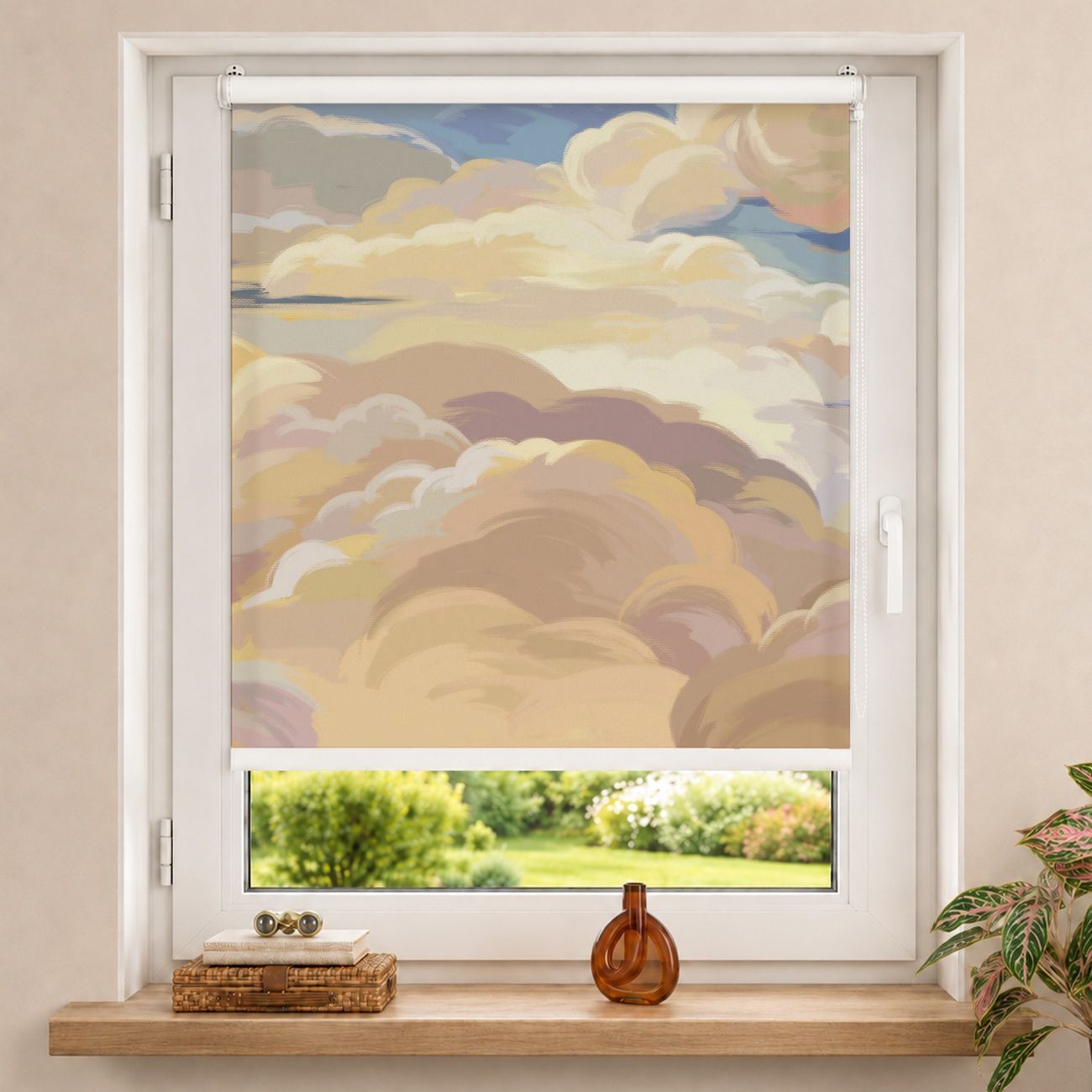 Rollo Handgemaltes Wolkenmeer in Pastell