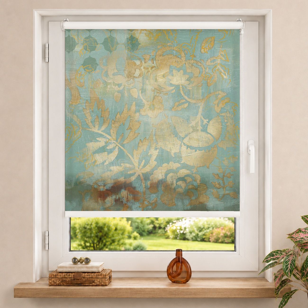 Rollo Marokkanische Collage in Gold und Türkis II