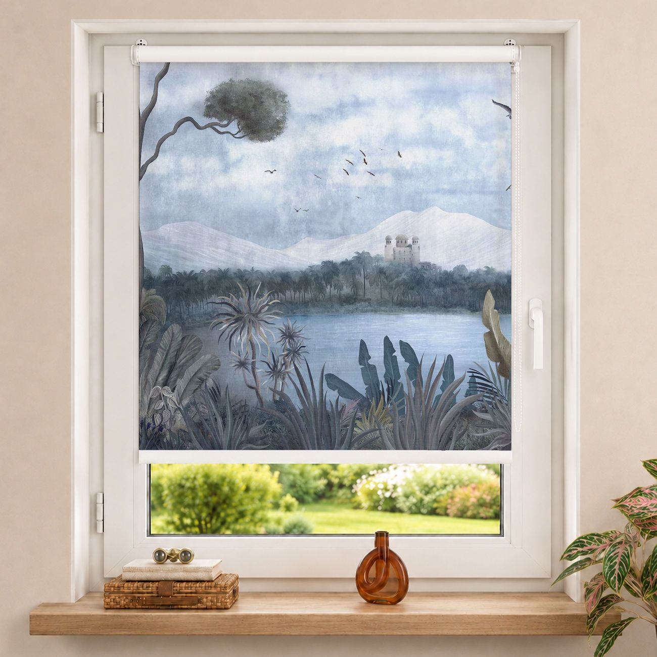 Rollo Tropische Ruhe mit Schlossblick