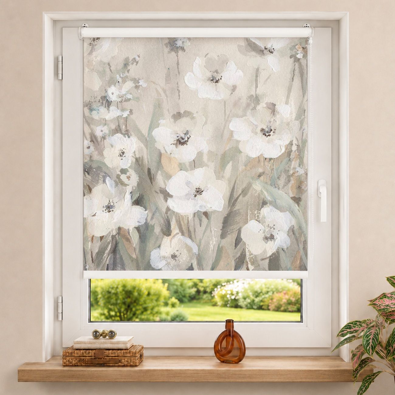 Rollo Weiße sommerliche Blumen