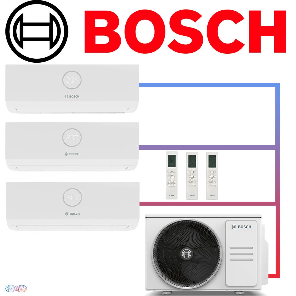 BOSCH Climate 3000iU Set 2× 3,5 kW & 1x 2,6 kW Wandgeräte + 10,5...