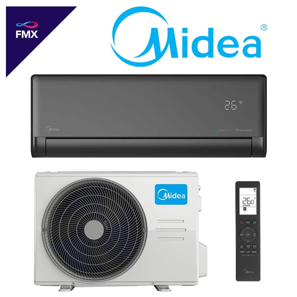 Midea Solstice 09 Klimaanlage | 2,6 kW Singlesplit Set | schwarz''