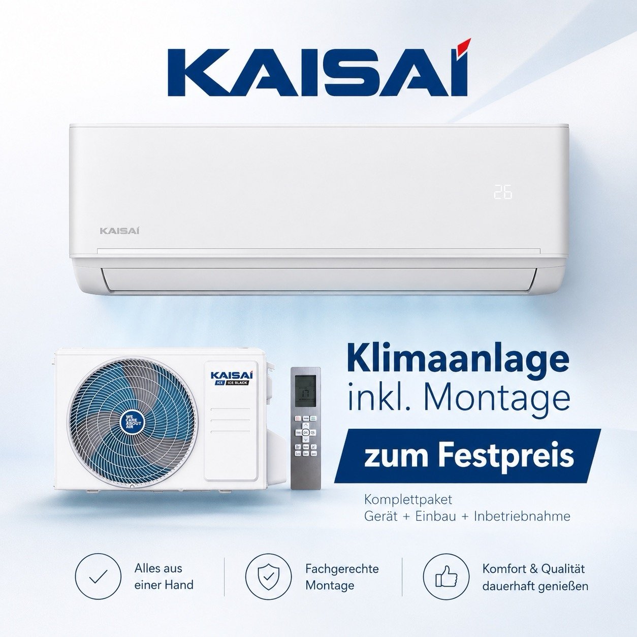 KAISAI ICE 3,5 kW Klimaanlage inkl. Montage zum Festpreis''