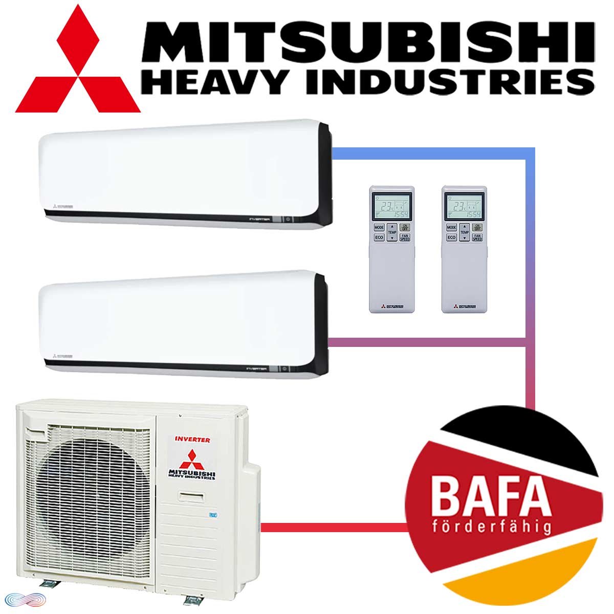 Mitsubishi Heavy Klimaanlage 2x 2,5 kW SRK25ZSX-WFB & 5 kW...