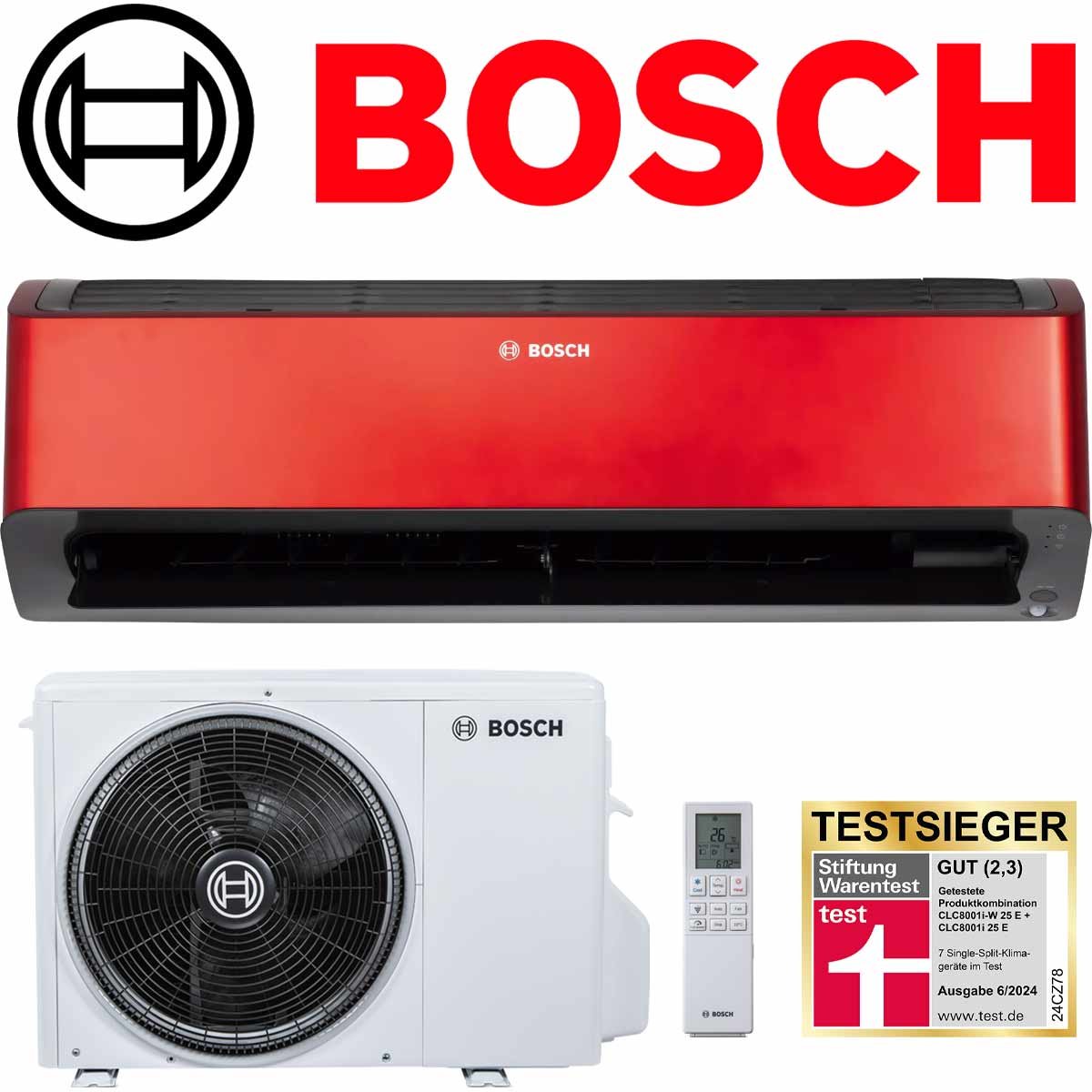 BOSCH Climate Class 8000i 25 ER Klimaanlage 2,5 kW SET | Rot''