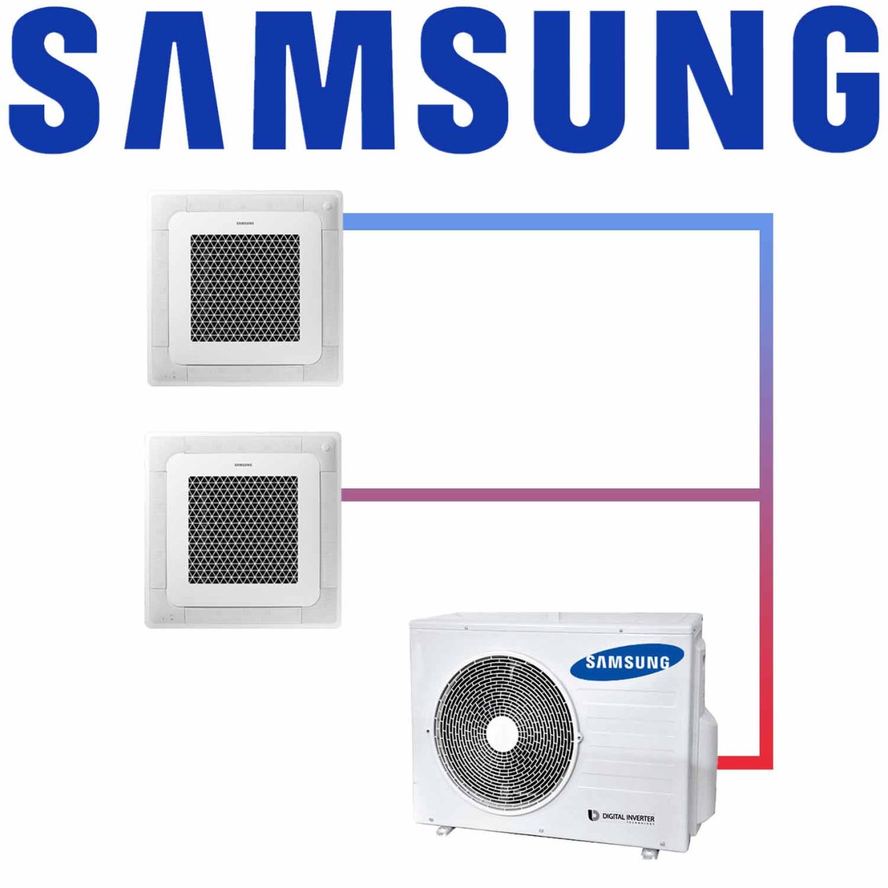 Samsung Multisplit Set 2x AJ 020 Mini Deckenkassette 2.0 kW mit...