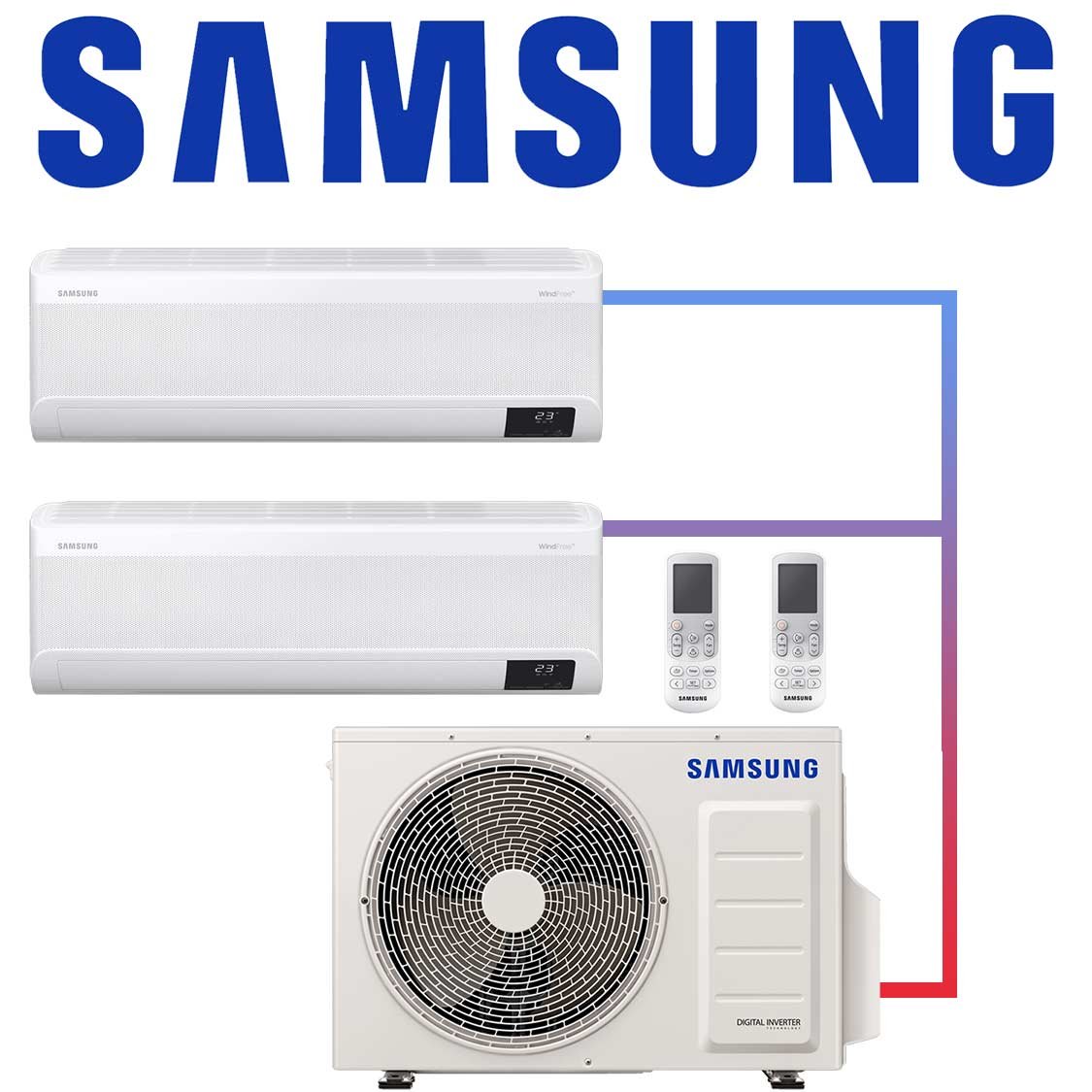 Samsung 2x Wind-Free Elite AR 07 Wandgerät 2,0 kW mit Free Joint...