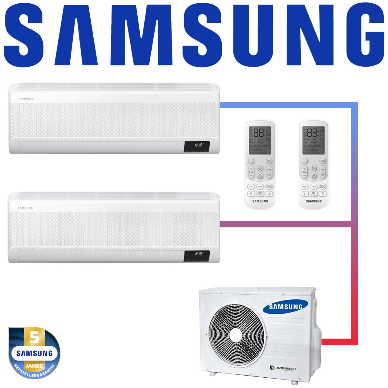 Samsung Multisplit 2x Wind-Free Exklusiv AR 07 Wandgerät 2,0 kW...