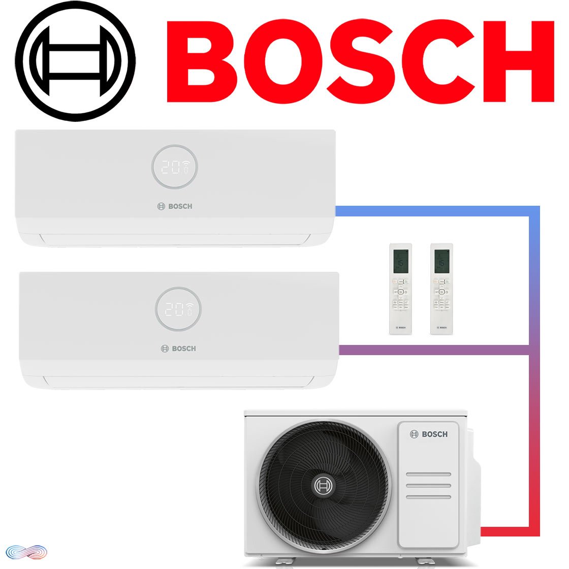 BOSCH Climate 3000iU Set 2,6 kW + 3,5 kW Wandgerät + 5,3 kW...