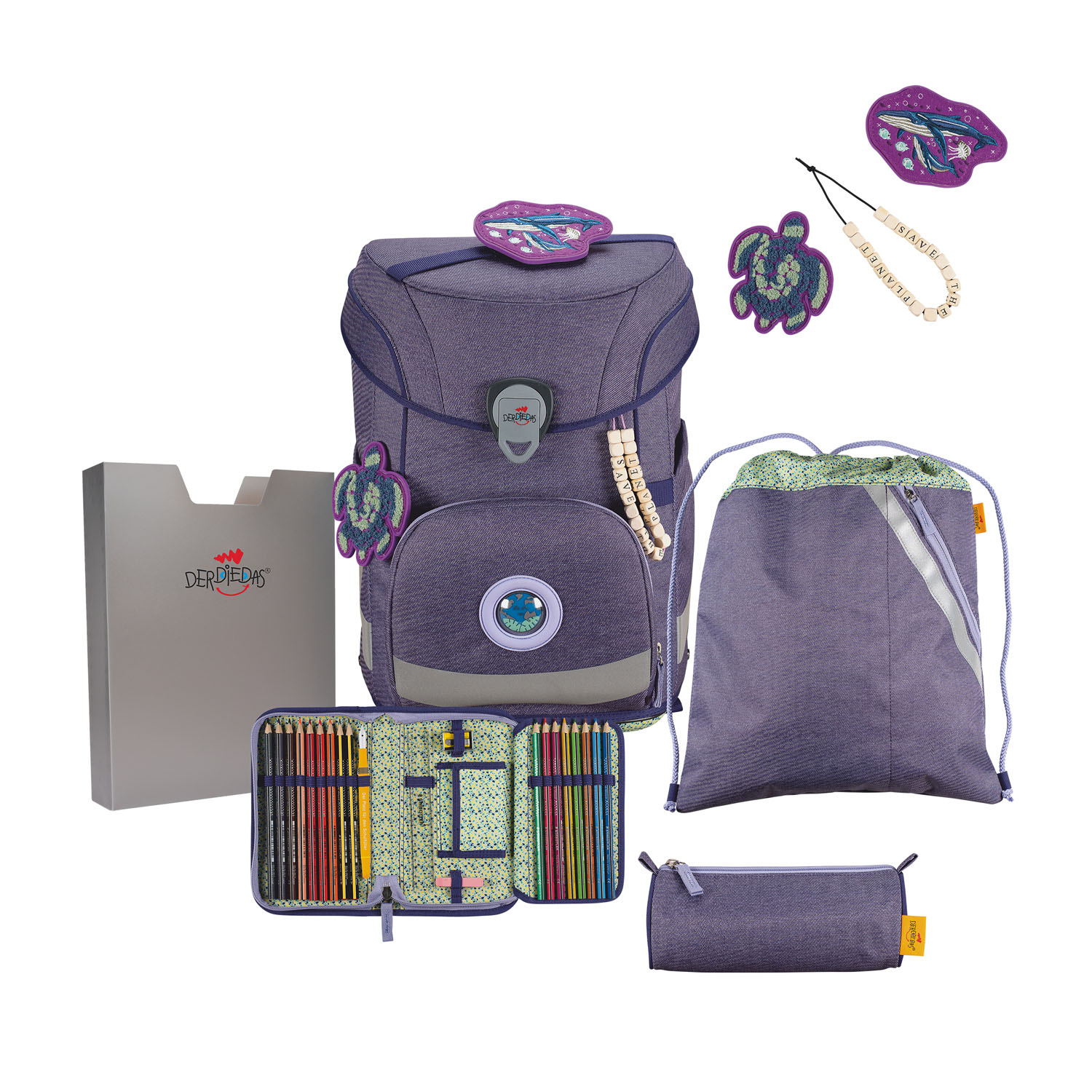 DerDieDas ErgoFlex EASY Exklusiv "ECO" Schulrucksack-Set 5-teilig,  aus Bananenfasern! My Planet