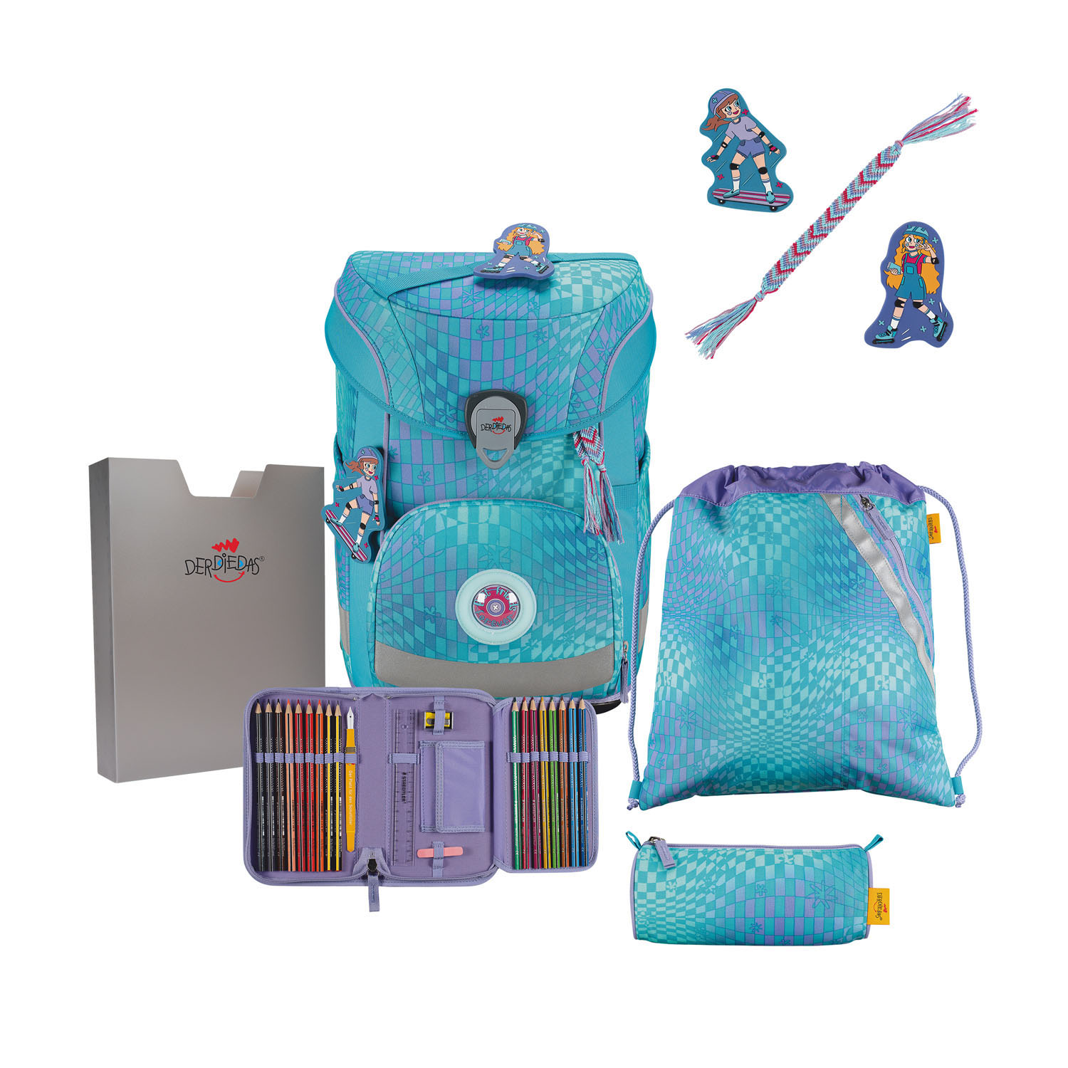DerDieDas ErgoFlex EASY Exklusiv "LED" Schulrucksack-Set 5-teilig mit Sportbeutel Active