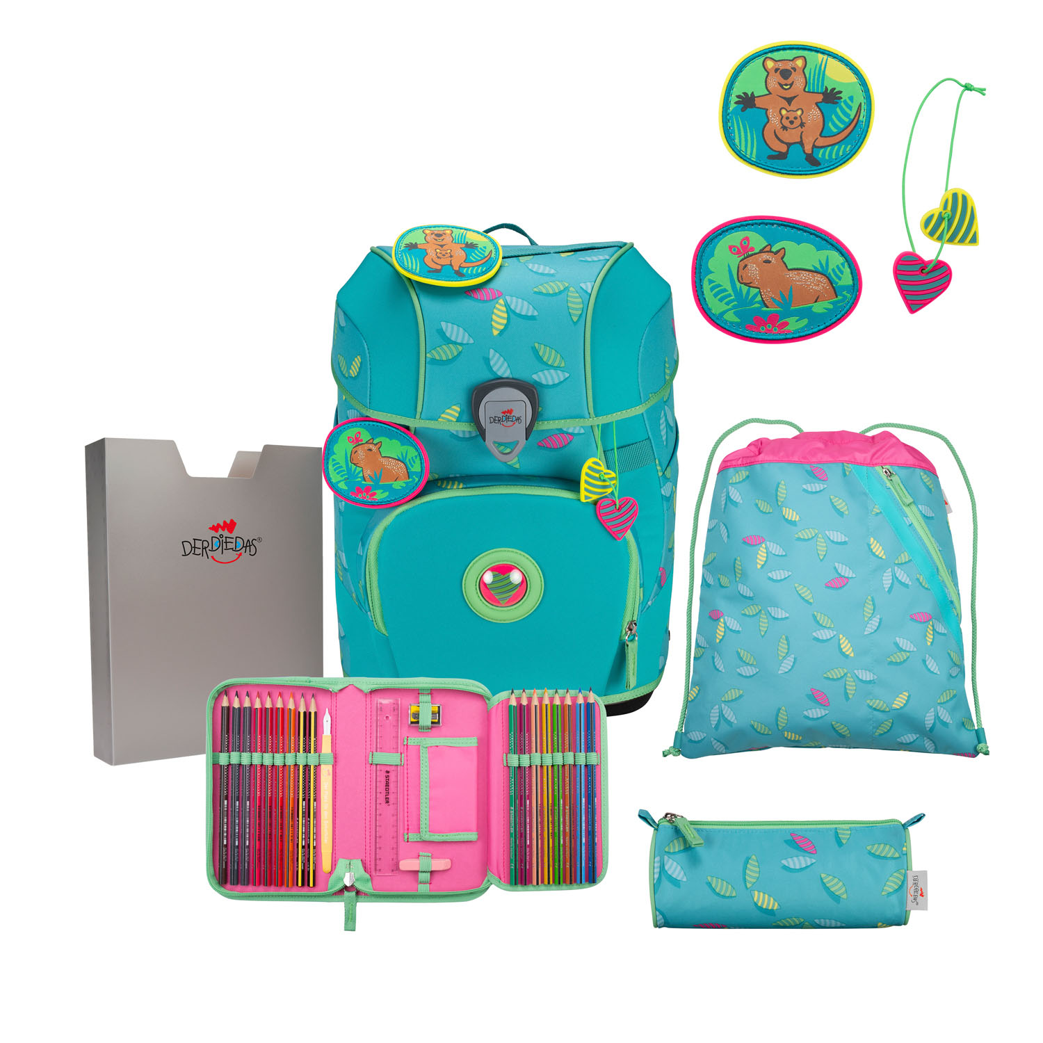 DerDieDas ErgoFlex Tiny Exklusiv Superflash Schulrucksack 5-teiliges Set Paradise
