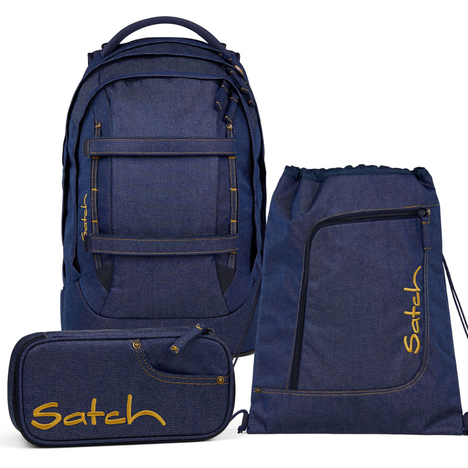 satch pack Denim Style Schulrucksack Set -2025 Denim Blue