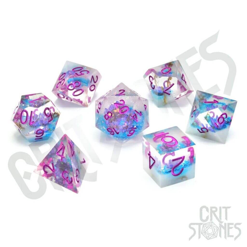 Sharp Edge Resin RPG Würfel Set Violet Bloom