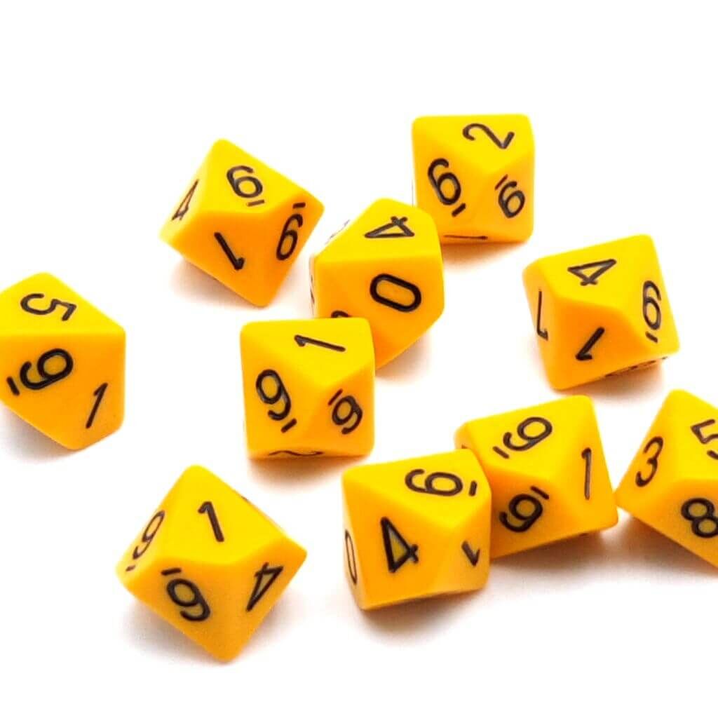 Opaque Polyhedral zehn W10 Set Yellow Black