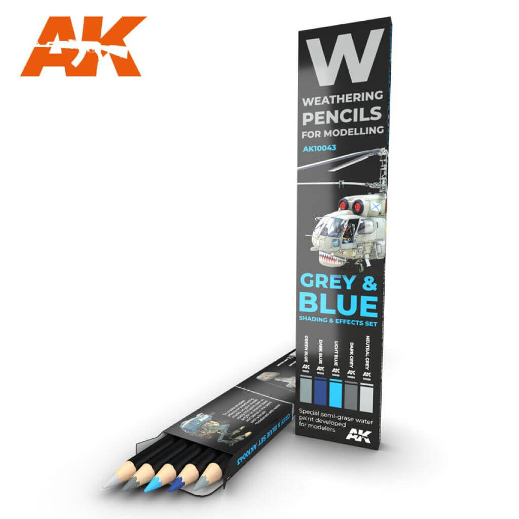 Watercolor Pencil Set Grey and Blue Camouflages