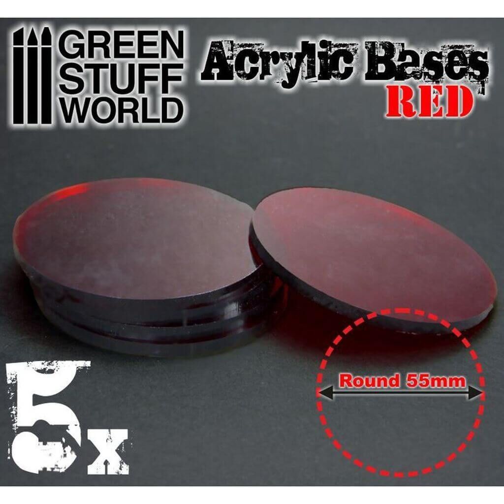 55 mm runde und rot transparent Acryl Basen