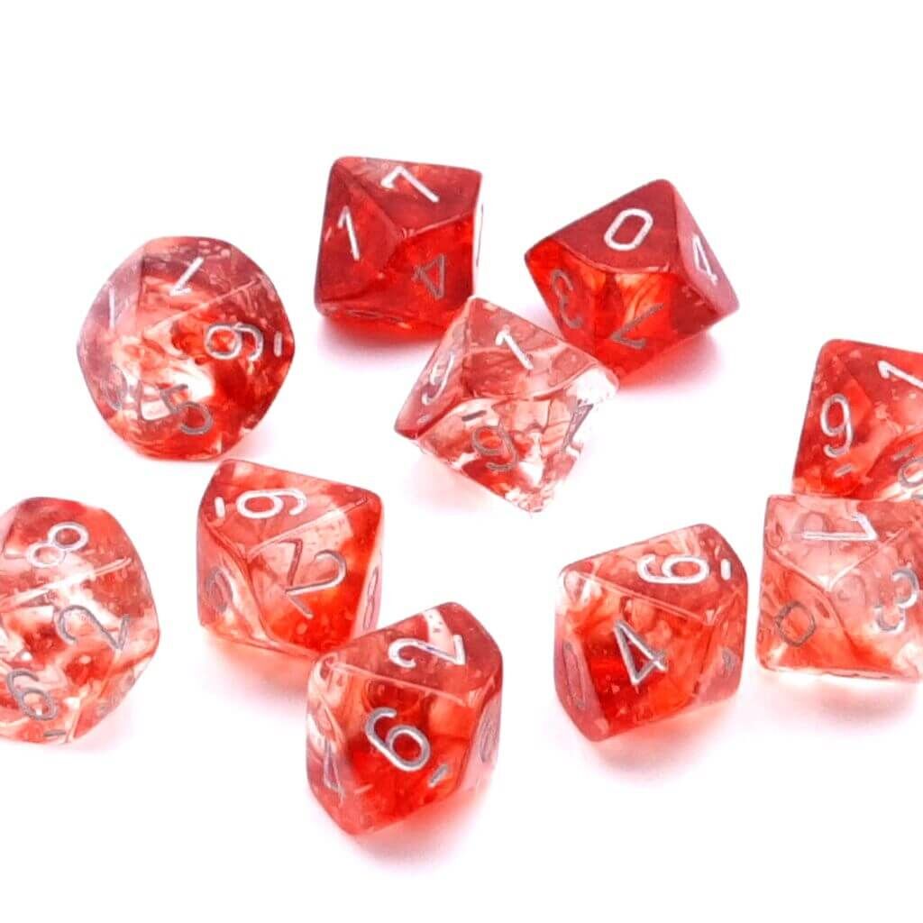 Nebula Red silver D10 set (10 St.)