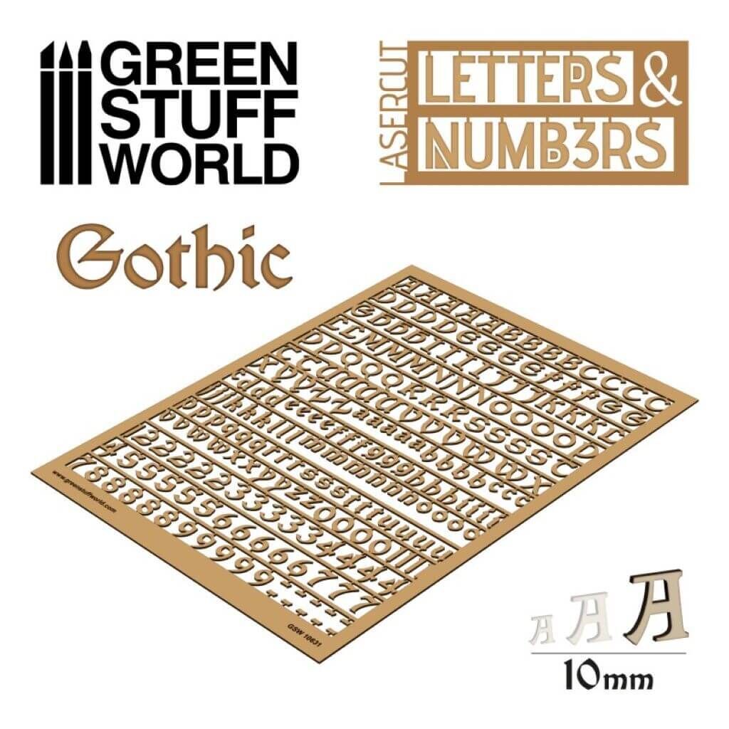 Buchstaben und Zahlen 10 mm GOTHIC
