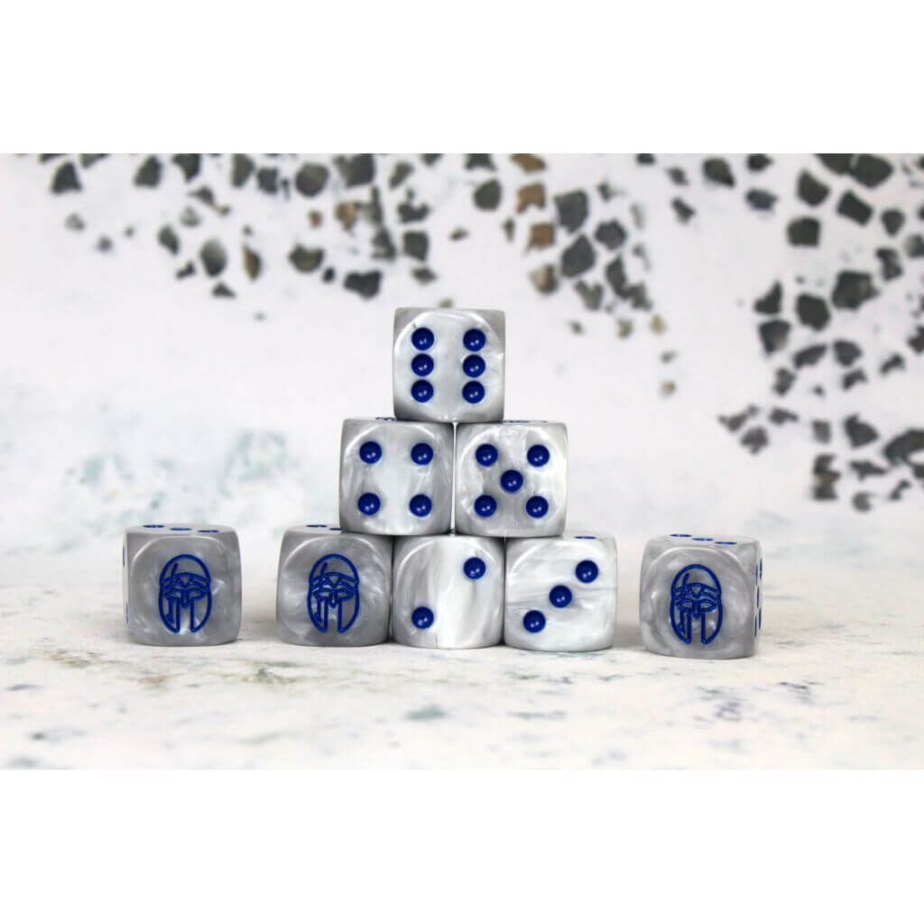 City States Faction Dice on Gray swirl Dice
