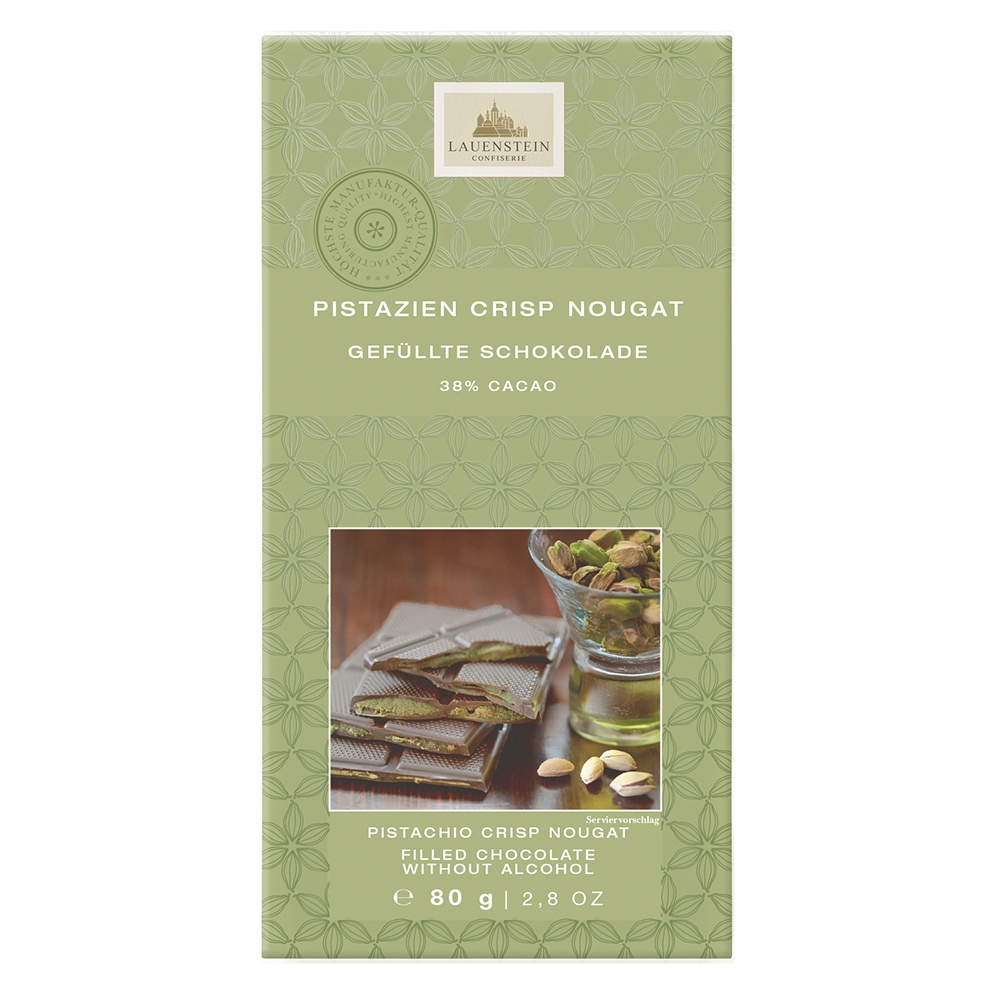 Gefüllte Schokolade Pistazien-Crisp-Nougat