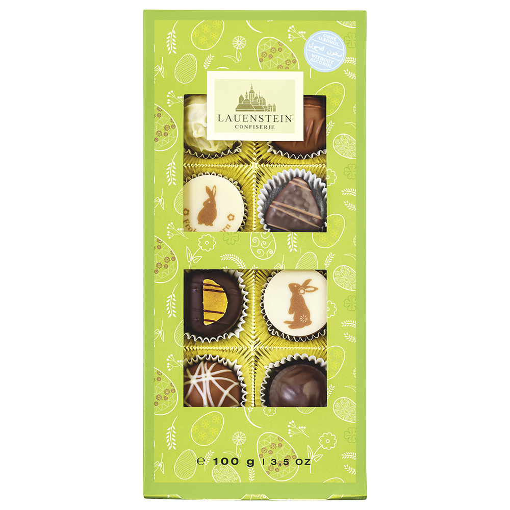 Oster-Klarsichtpräsent Trüffel und Pralinen
