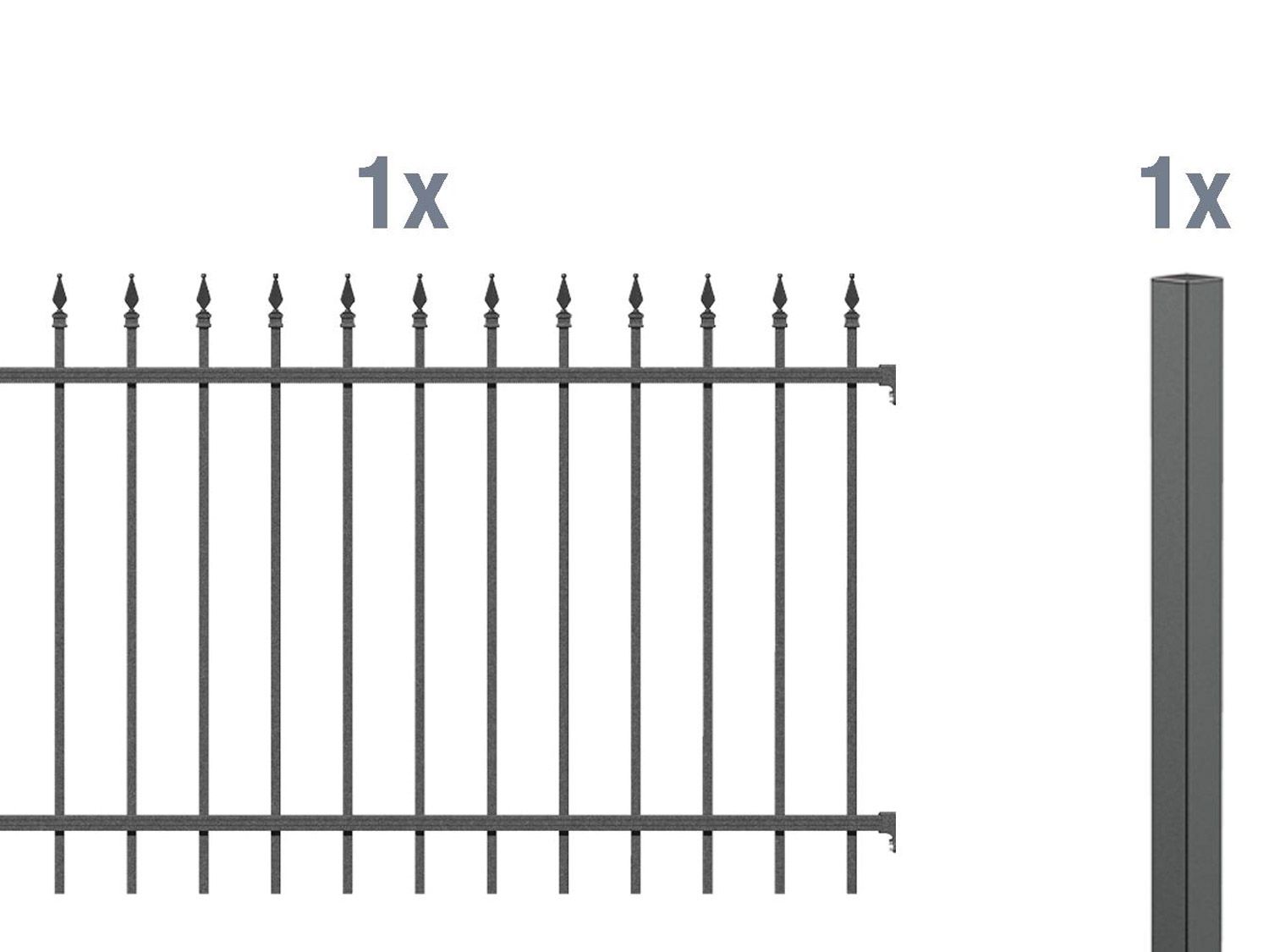 ALBERTS Zaun-Anbauset Chaussee, zum Einbetonieren (Anthrazit, 100 cm)