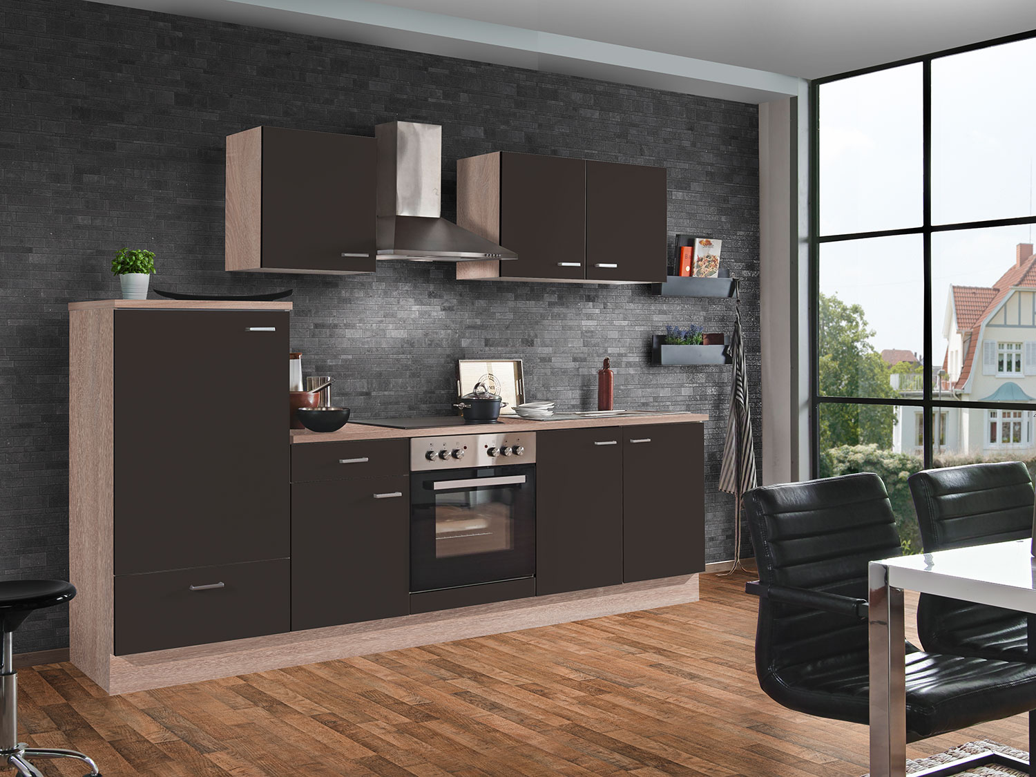 Menke Küchenblock Classic Leerblock 270/280/300/310cm (frei Verwendungsstelle, Lava, 270 cm (ohne GS-Blende))