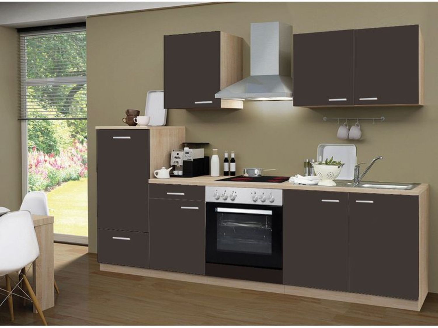 Menke Küchenzeile ''Classic'' 270/280/300/310 cm (ohne Geschirrspüler, Bordstein, lava, 270 cm)''