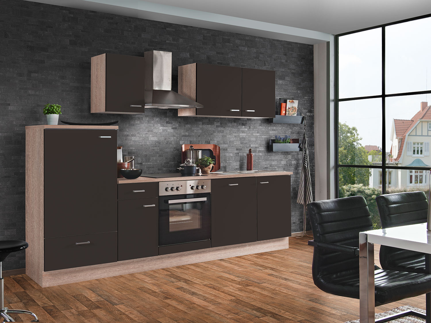 Menke Küchenblock Classic Leerblock 270/280/300/310cm (frei Verwendungsstelle, lava, 270 cm (mit GS-Blende))''