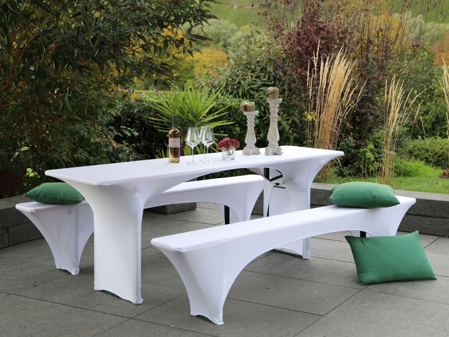 GO-DE TEXTIL Spann-Husse für Bierzeltgarnitur 3-tlg (70cm Tisch)