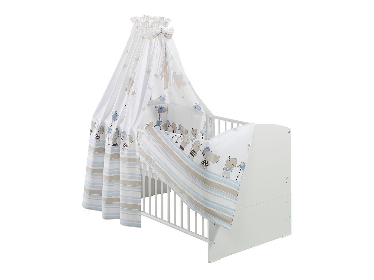 Schardt Kinderbett Classic-Line mit Textilset (Banjo blau, Weiß)