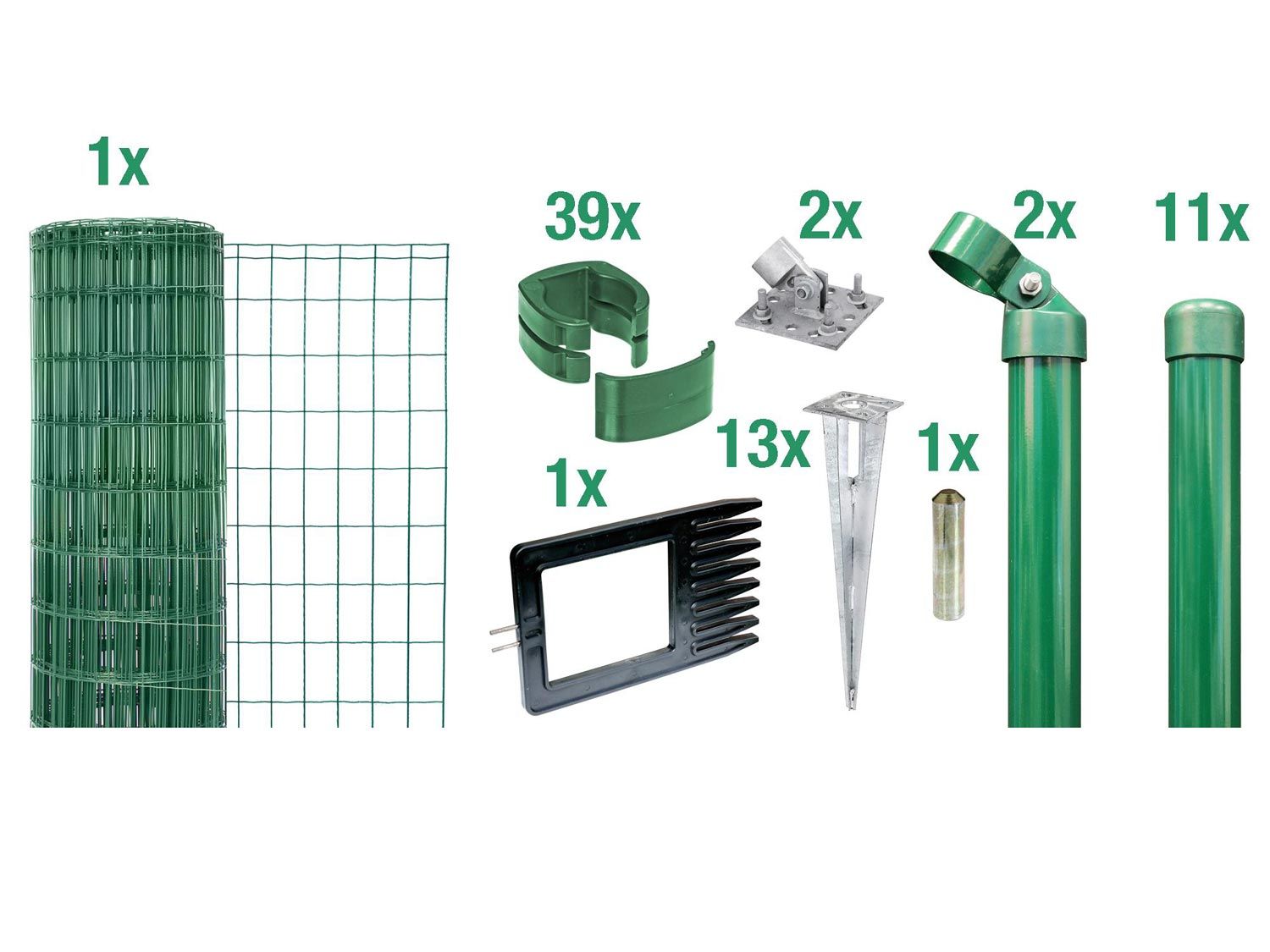 ALBERTS Zaun-Set Fix-Clip Pro®, mit Bodenhülse (Grün, 1000 mm)