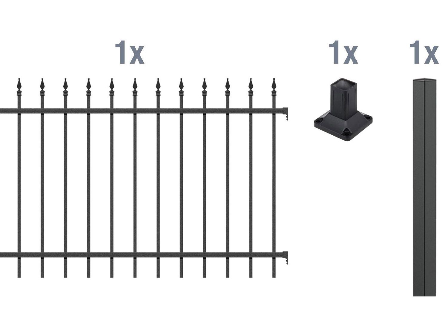 ALBERTS Zaun-Anbauset Chaussee, zum Aufschrauben (matt-schwarz, 100 cm)